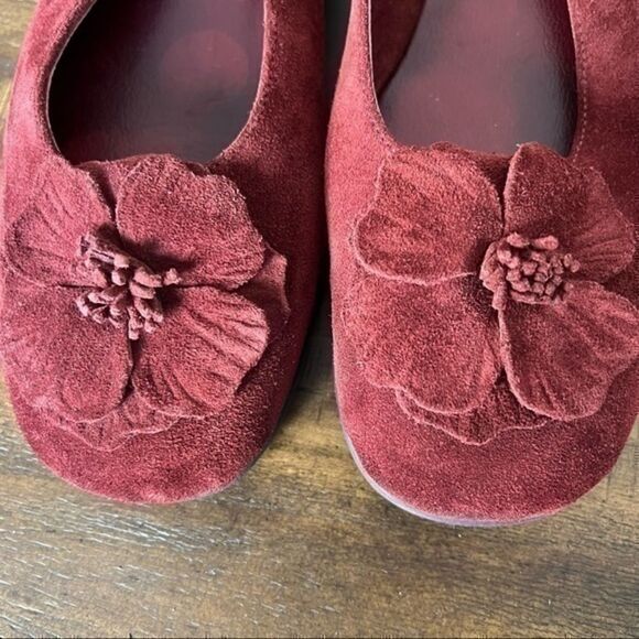 Dexter Red Leather Suede Flats Slip On Round Toe Comfort Shoes Women Size 6 - Picture 3 of 7